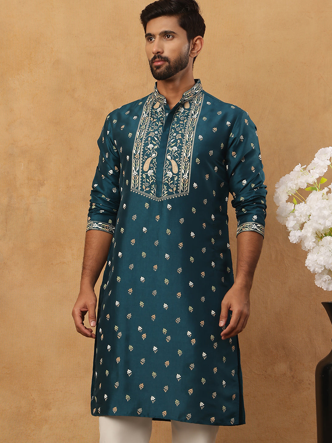 Men’S Festive Rubber Print Kurta