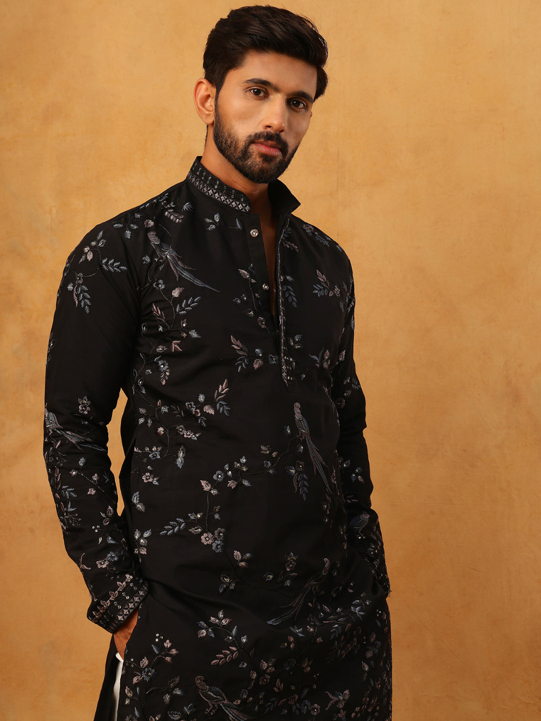 Silk Blend Embroidered Kurta