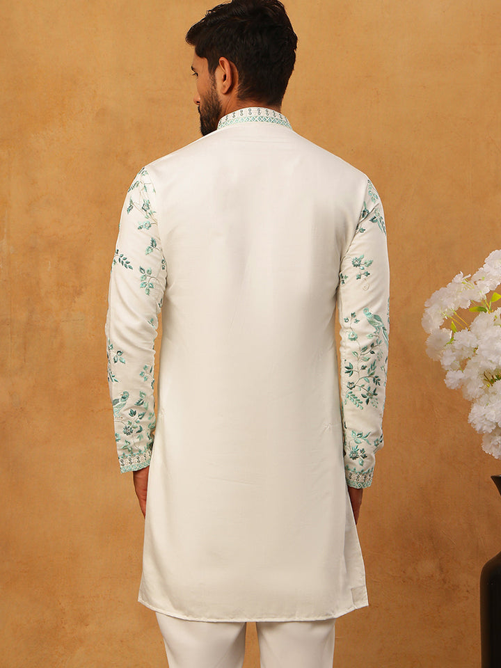 Silk Blend Embroidered Kurta