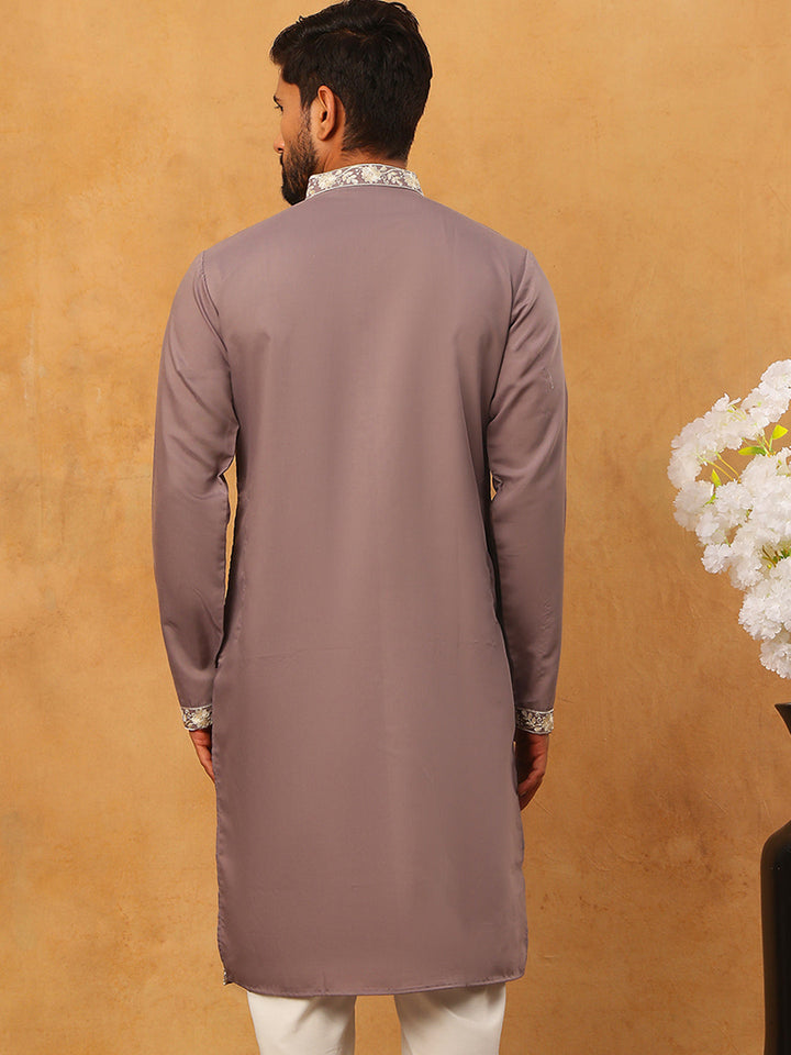 Classic Silk Blend Embroidered Kurta