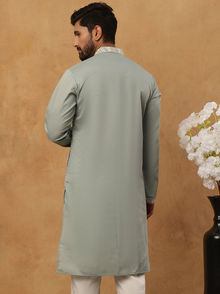 Classic Silk Blend Embroidered Kurta