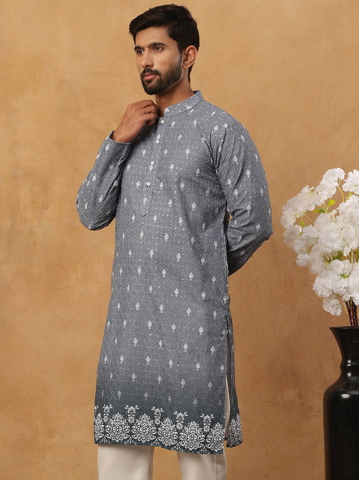 Festive Cotton Blend Printed Kurta