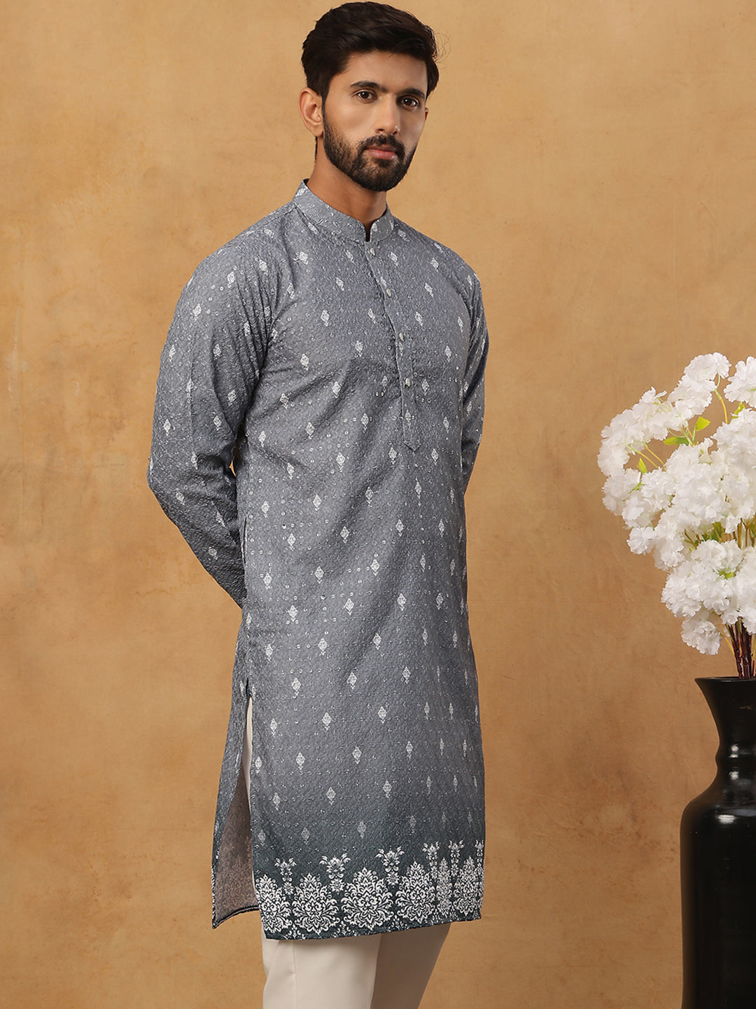 Festive Cotton Blend Printed Kurta