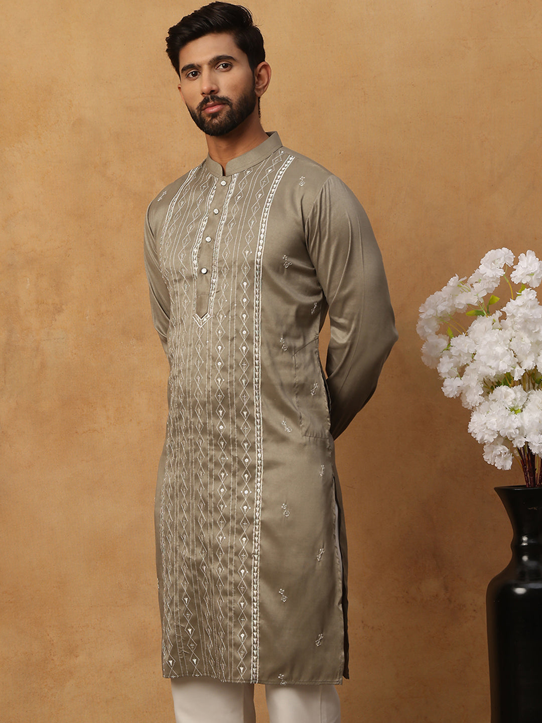 Luxury Silk Blend Thread Work Kurta