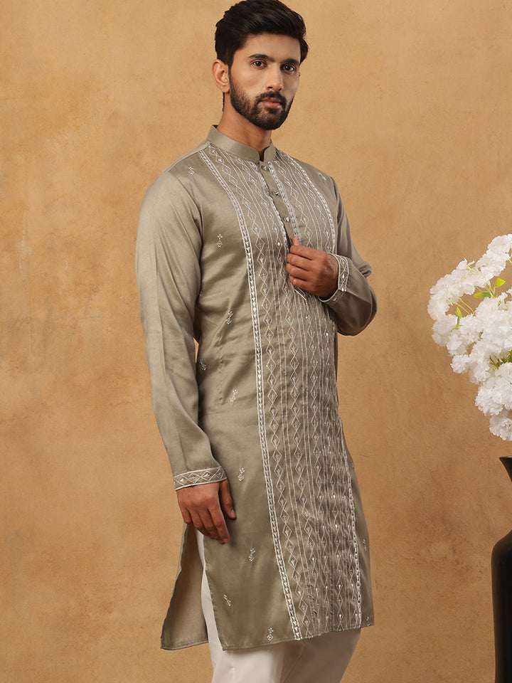Luxury Silk Blend Thread Work Kurta
