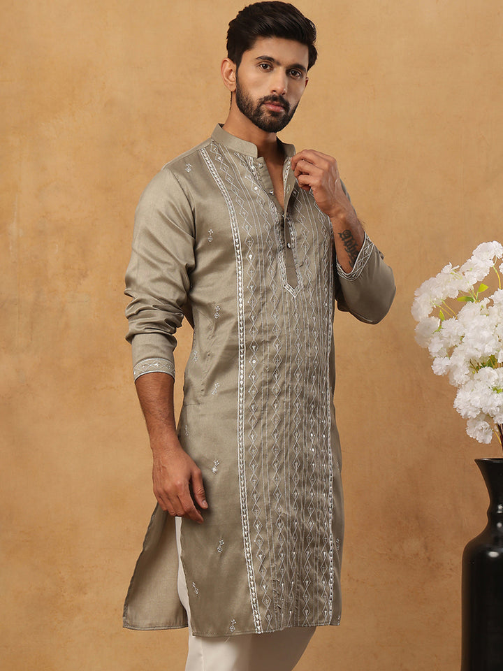 Luxury Silk Blend Thread Work Kurta