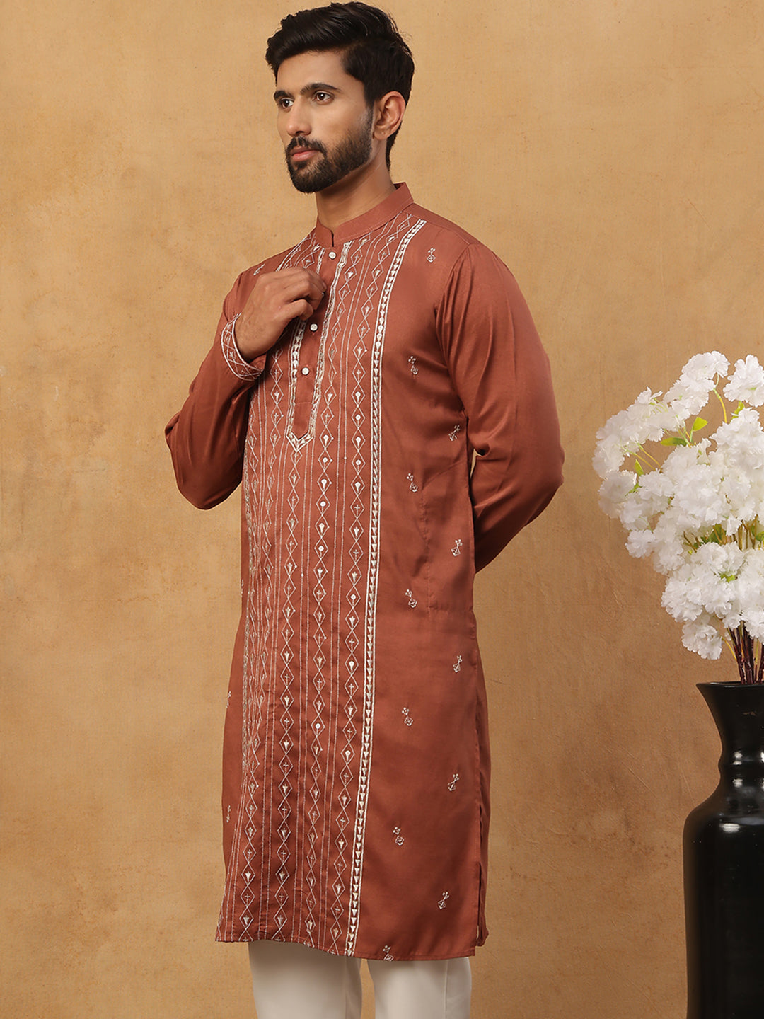 Luxury Silk Blend Thread Work Kurta