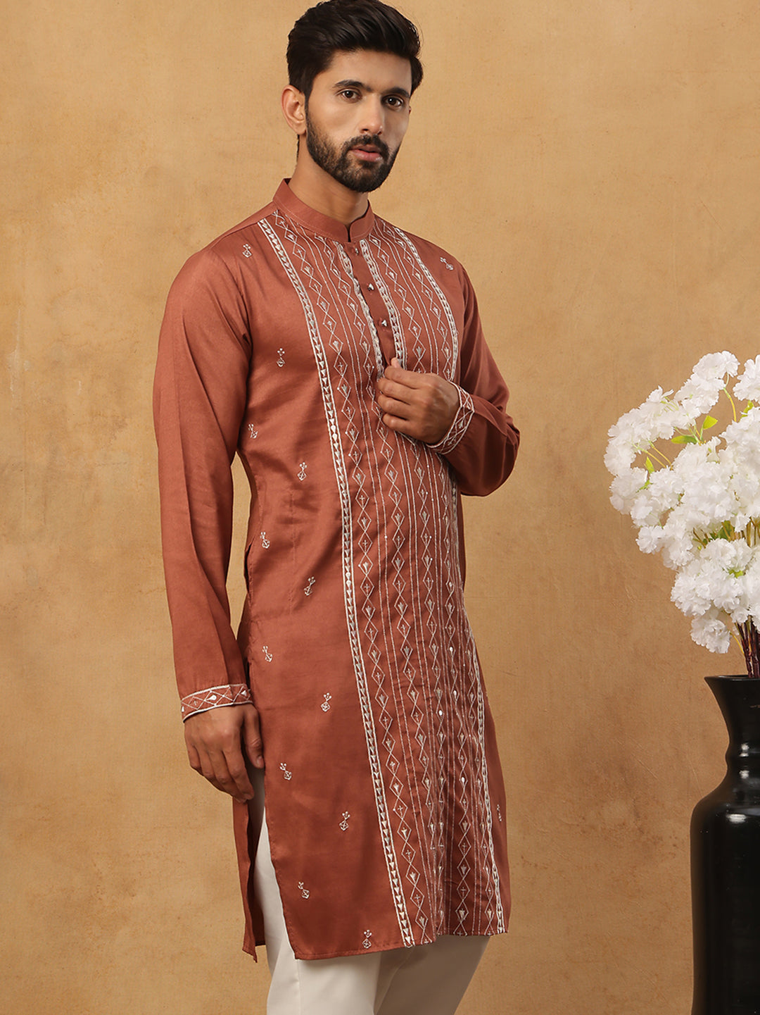 Luxury Silk Blend Thread Work Kurta