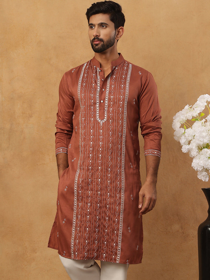 Luxury Silk Blend Thread Work Kurta