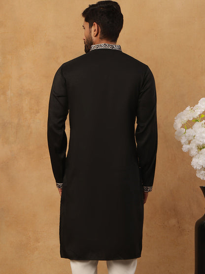 Silk Blend Embroidered Kurta
