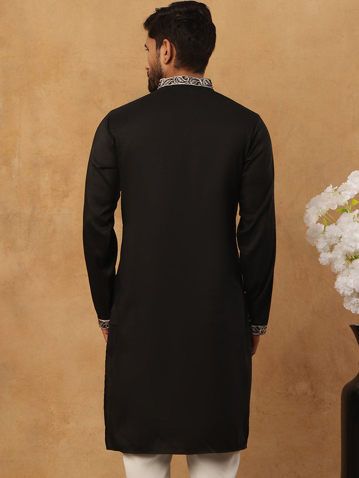Silk Blend Embroidered Kurta