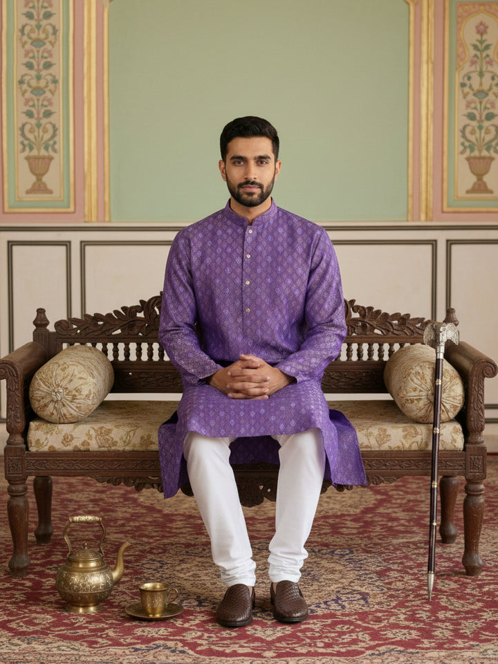 Classic Ethnic Print Cotton Blend Kurta