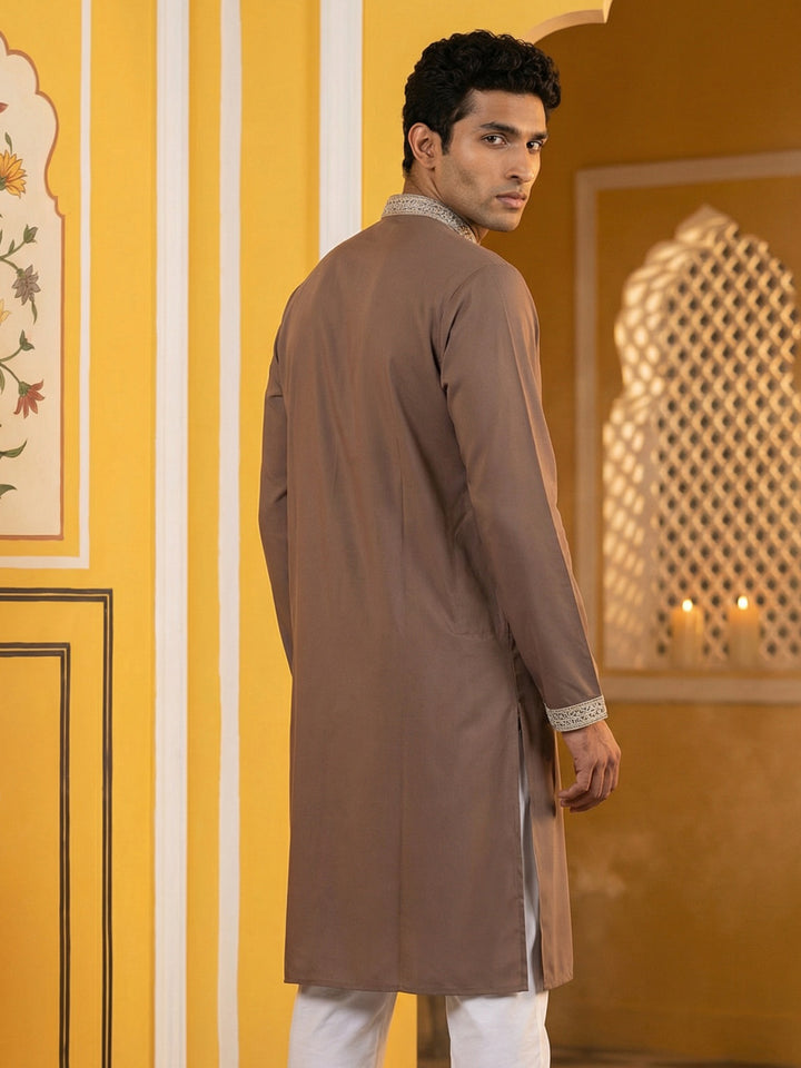 Classic Silk Blend Embroidered Kurta