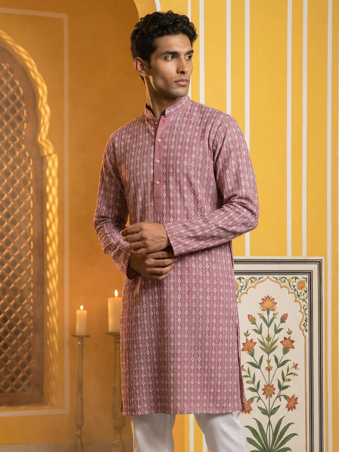 Embroidered Cotton Blend Kurta