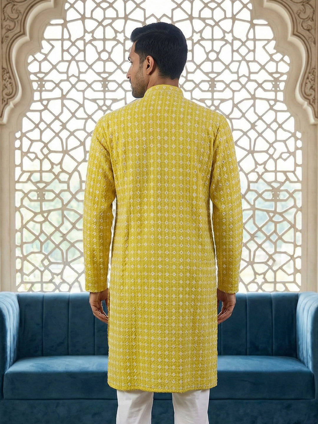 Embroidered Cotton Blend Kurta