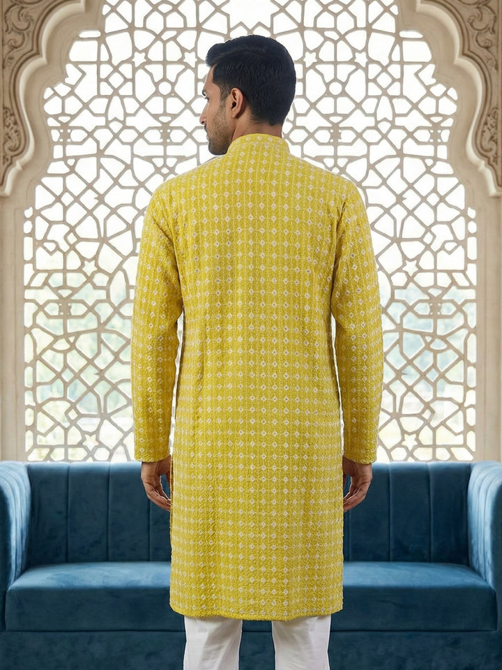 Embroidered Cotton Blend Kurta