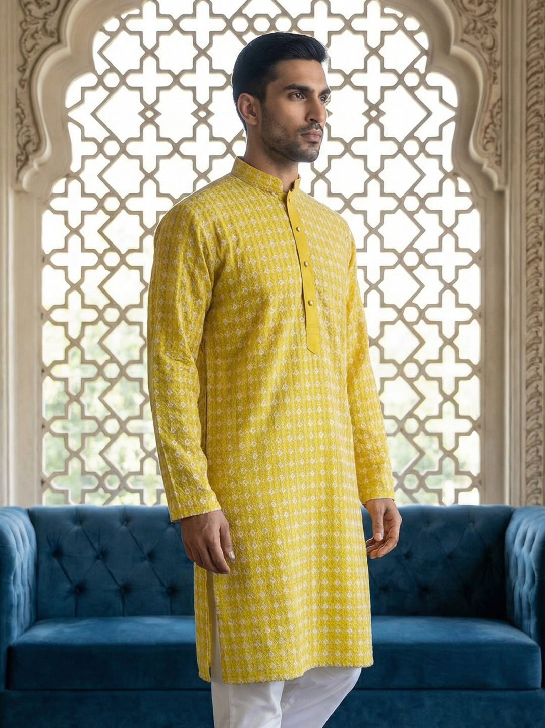 Embroidered Cotton Blend Kurta