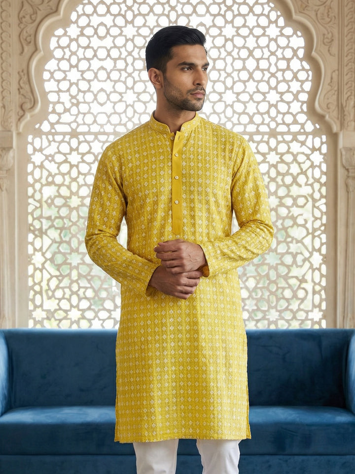 Embroidered Cotton Blend Kurta