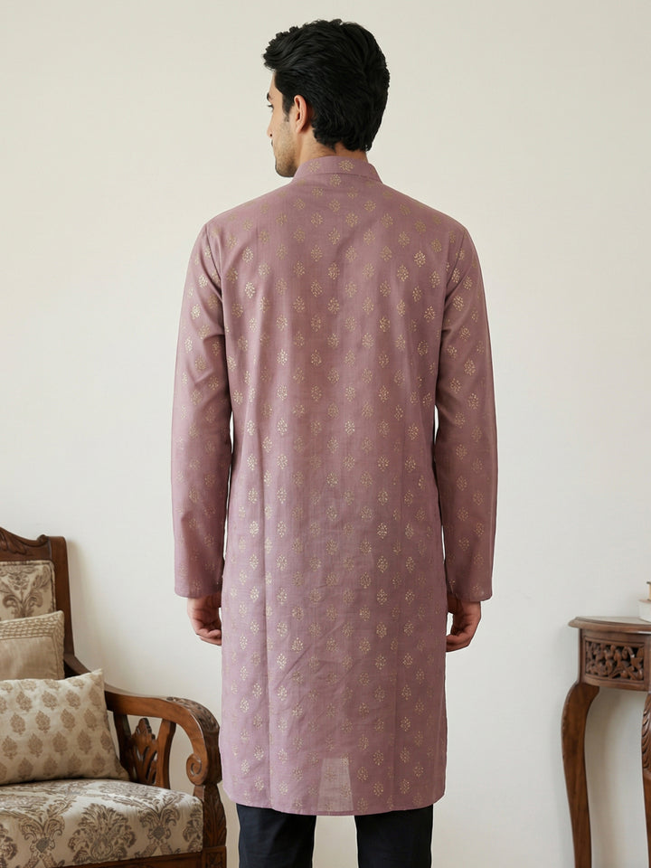 Classic Cotton Blend Foil Print Kurta