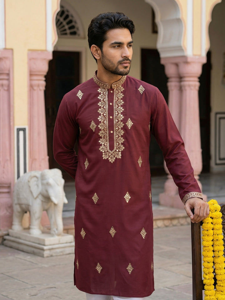 Men Japanese Fabric Embroidered Kurta