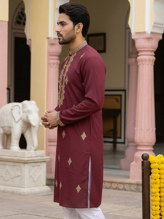 Men Japanese Fabric Embroidered Kurta