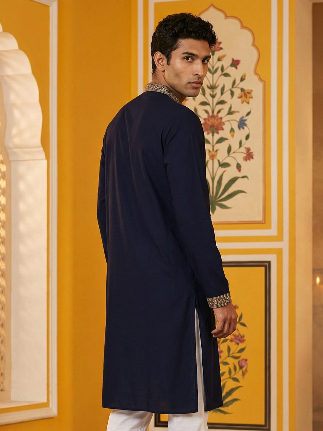 Men Japanese Fabric Embroidered Kurta