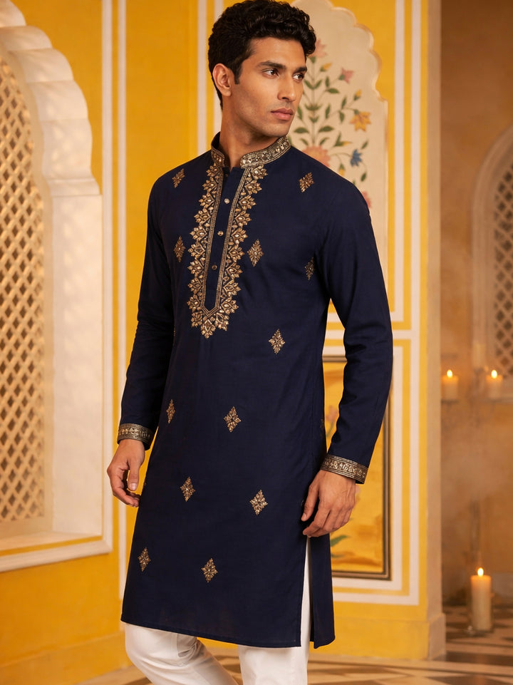 Men Japanese Fabric Embroidered Kurta