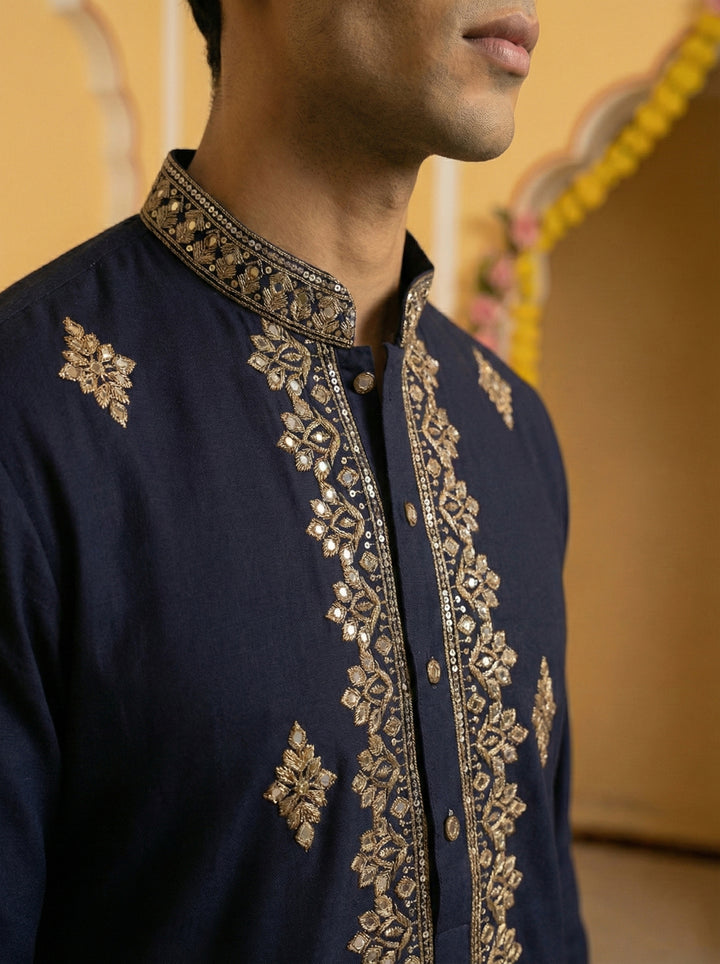 Men Japanese Fabric Embroidered Kurta