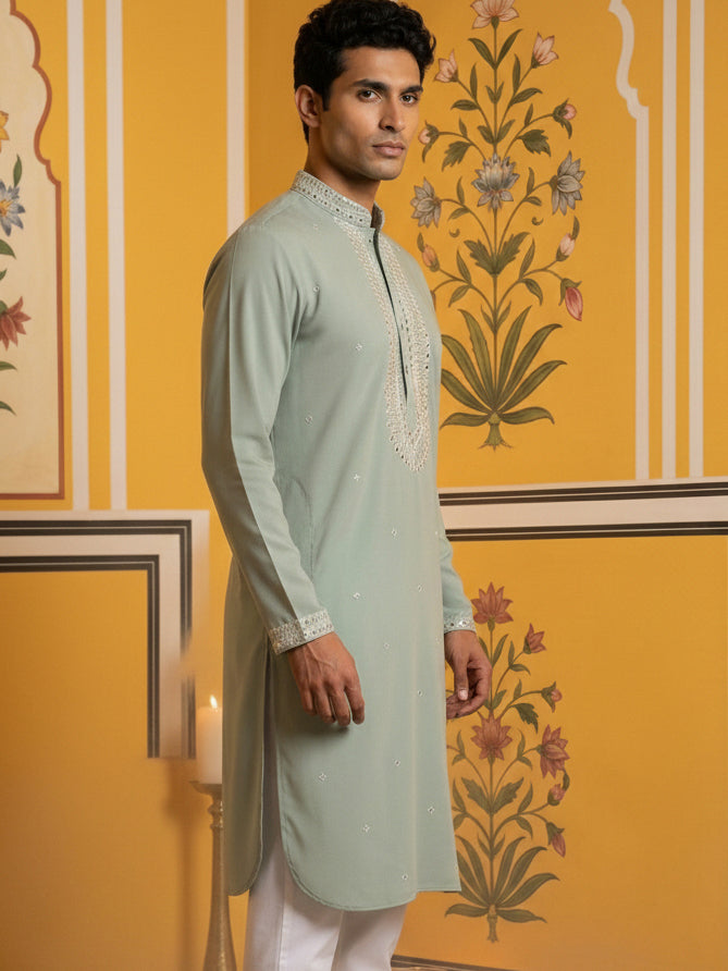Men Japanese Fabric Embroidered Kurta