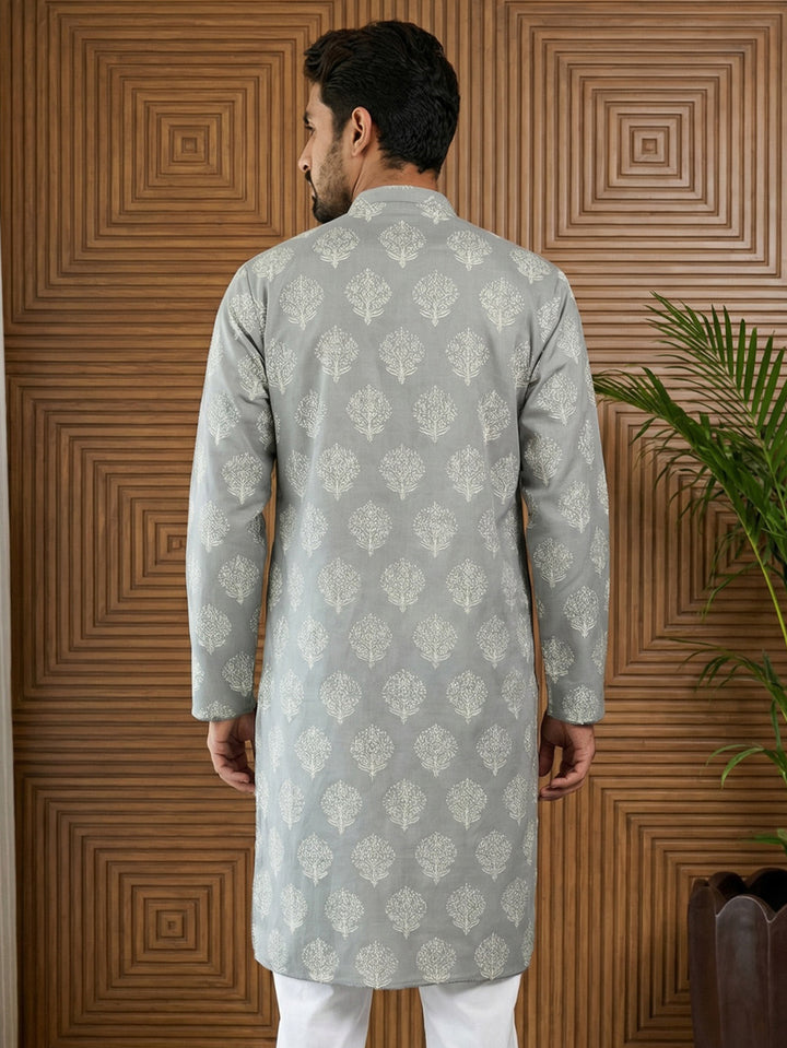Men’S Cotton Blend Ethnic Printed Kurta