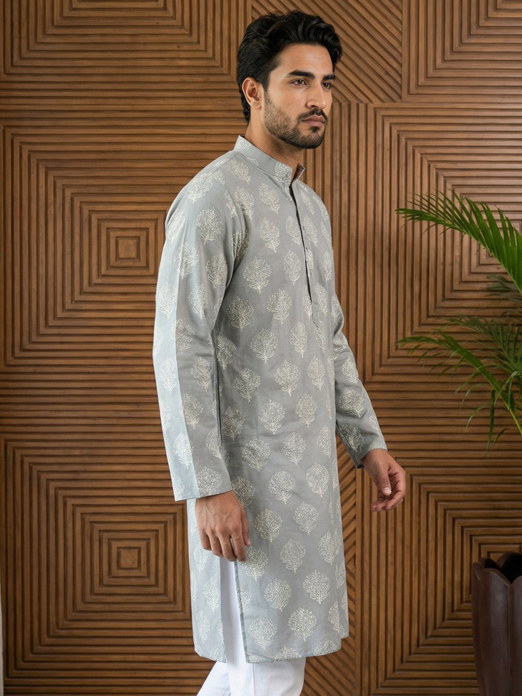 Men’S Cotton Blend Ethnic Printed Kurta