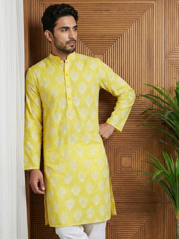 Men’S Cotton Blend Ethnic Printed Kurta