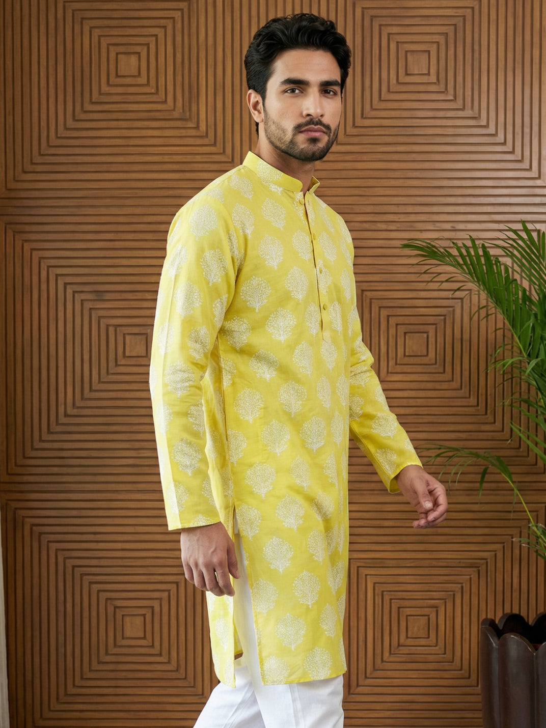 Men’S Cotton Blend Ethnic Printed Kurta