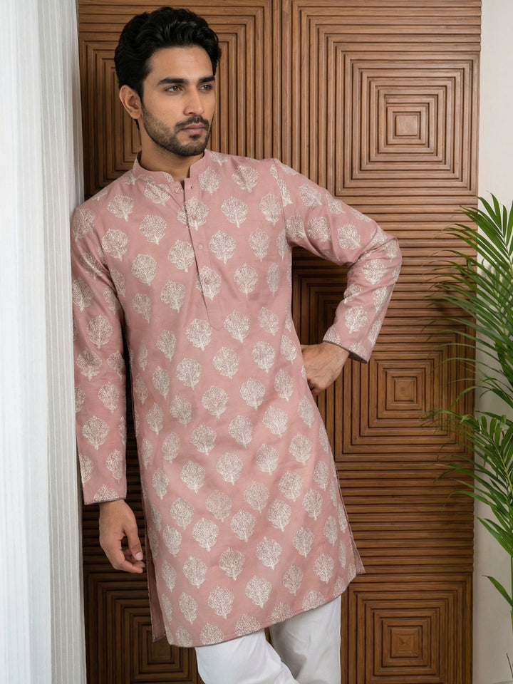 Men’S Cotton Blend Ethnic Printed Kurta