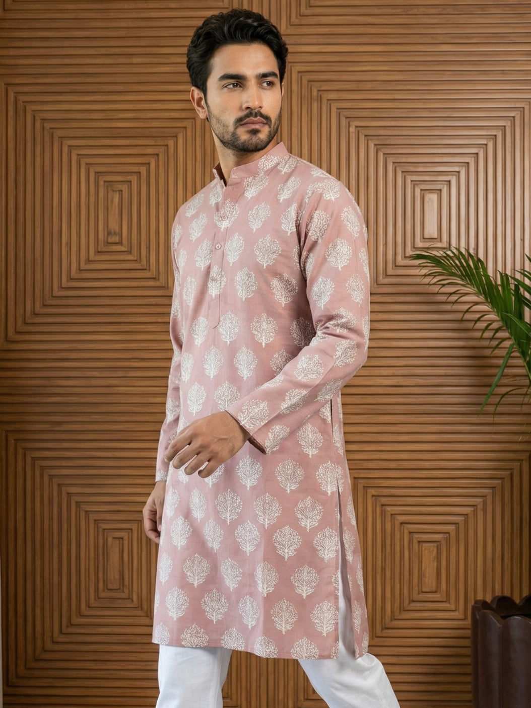 Men’S Cotton Blend Ethnic Printed Kurta