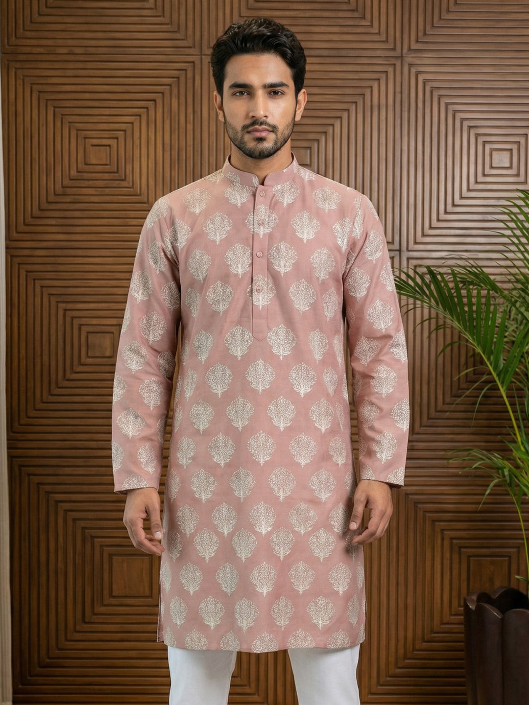 Men’S Cotton Blend Ethnic Printed Kurta