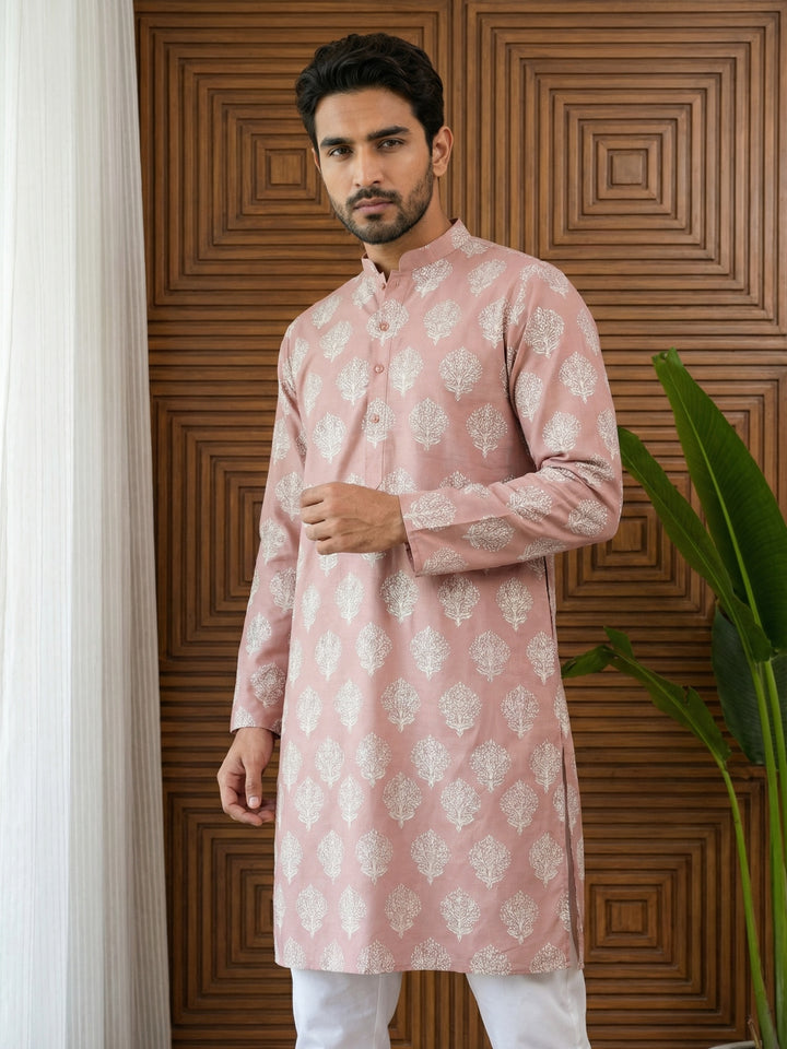 Men’S Cotton Blend Ethnic Printed Kurta