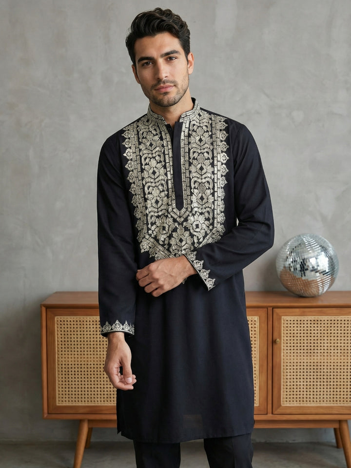 Ethnic Wear Cotton Blend Embroidered Kurta