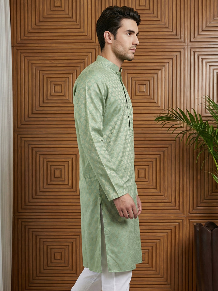 Woven Design Cotton Jacquard Kurta