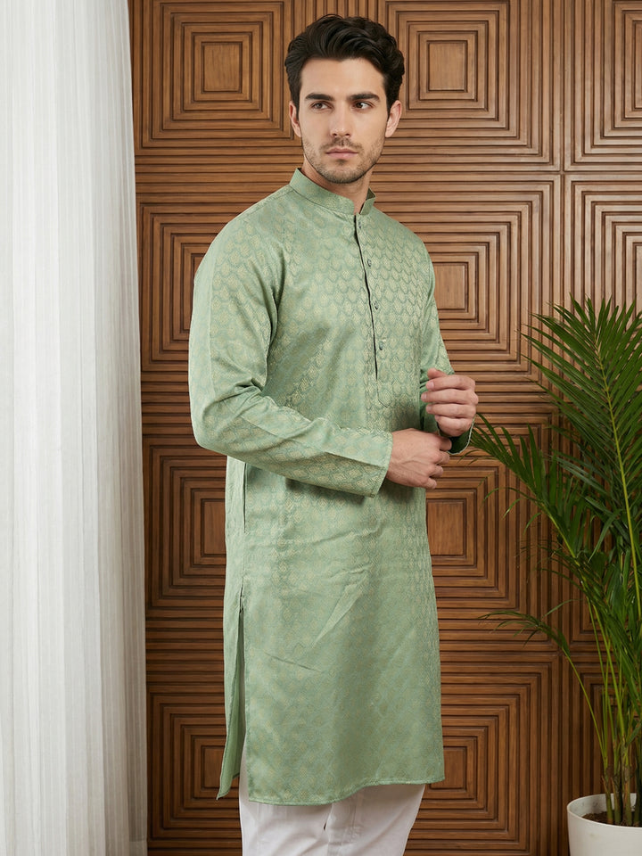 Woven Design Cotton Jacquard Kurta