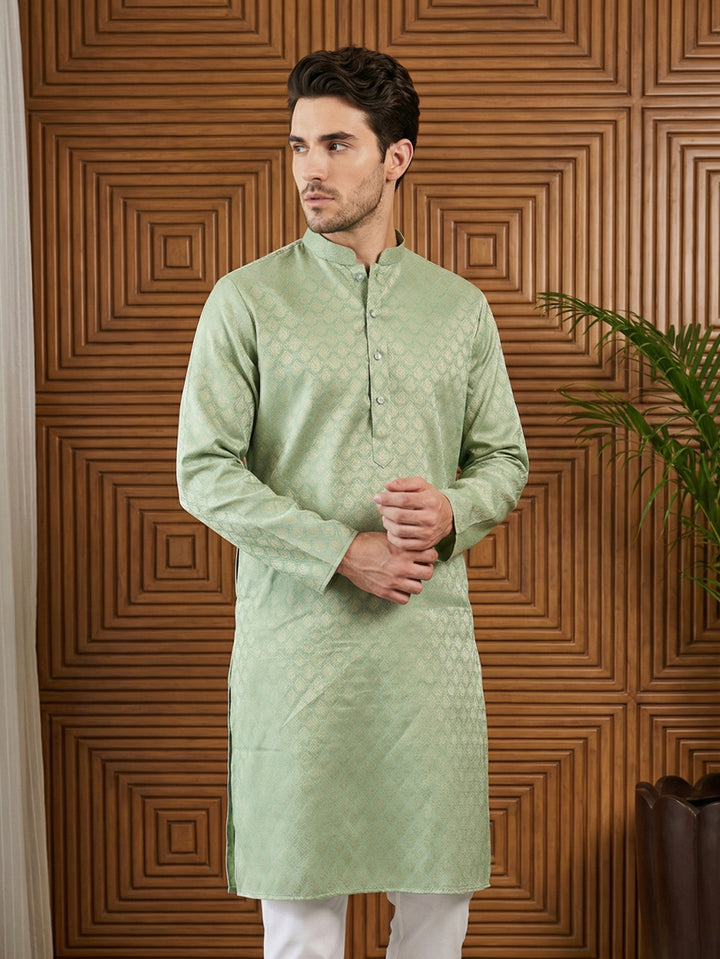 Woven Design Cotton Jacquard Kurta