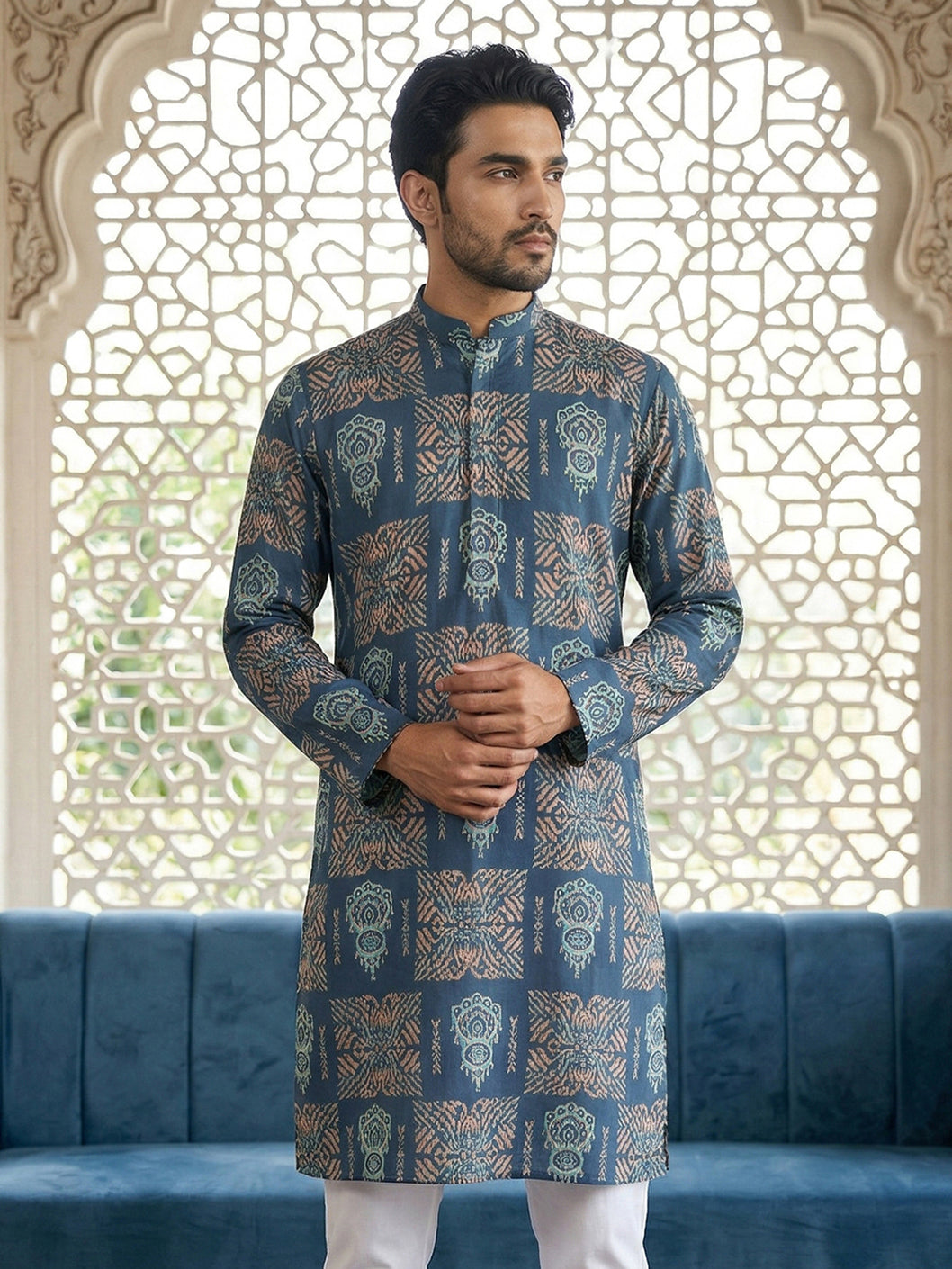 Abstract Floral Printed Kurta