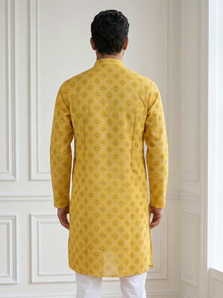 Men’S Printed Cotton Blend Kurta