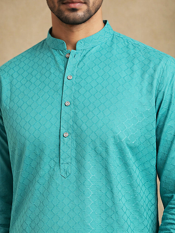 Men’S Cotton Blend Woven Design Kurta