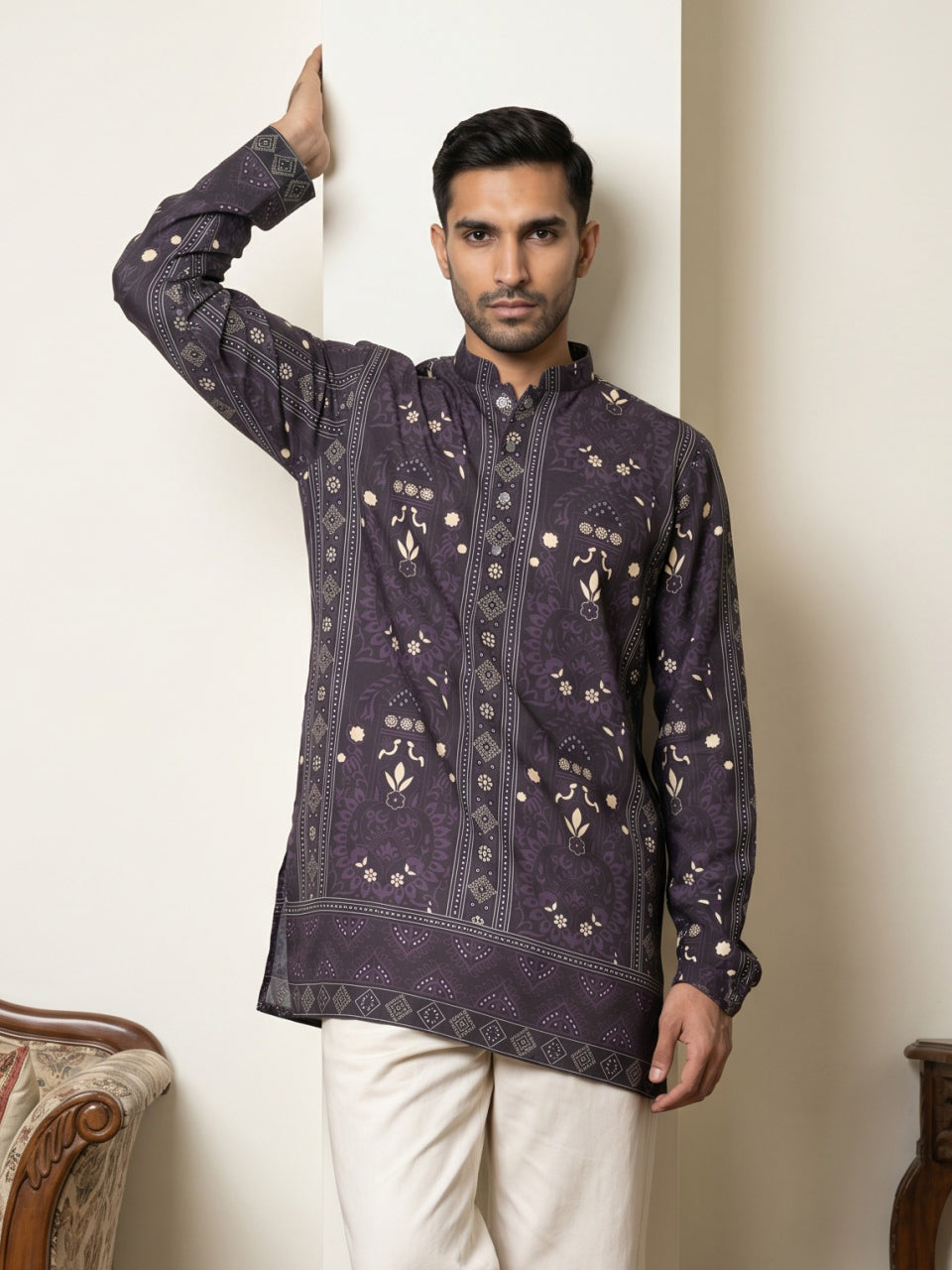 Cotton Blend Ethnic Printed Kurtas