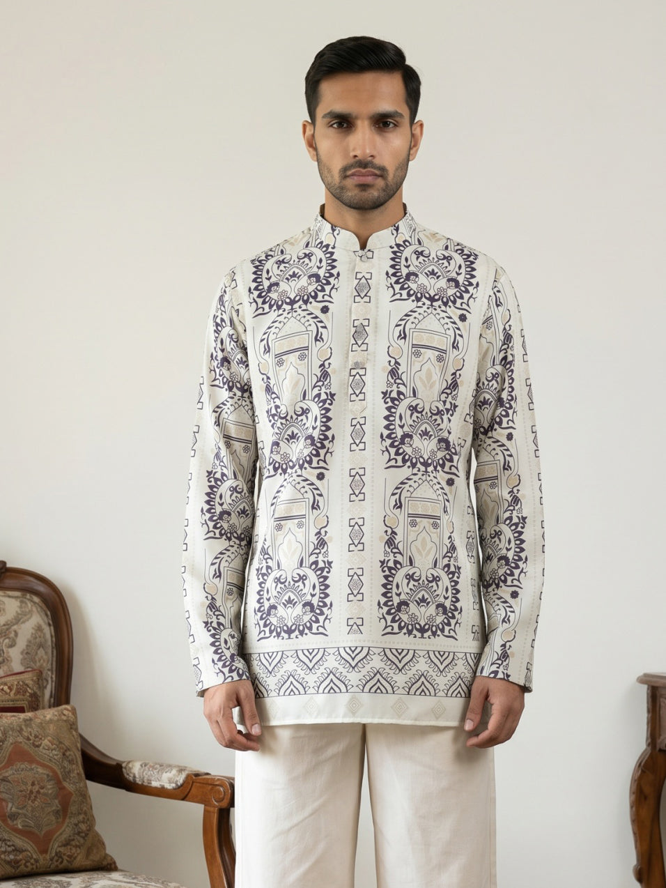 Cotton Blend Ethnic Printed Kurtas