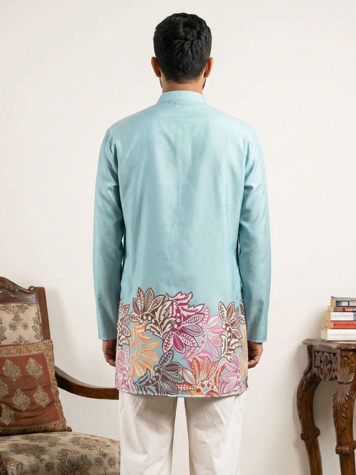 Cotton Floral Printed Kurta For Men