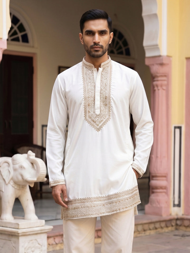 Japanese Fabric Embroidered Kurta For Men