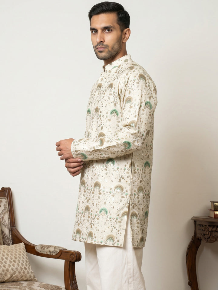 Silk Blend Foil Print Kurta