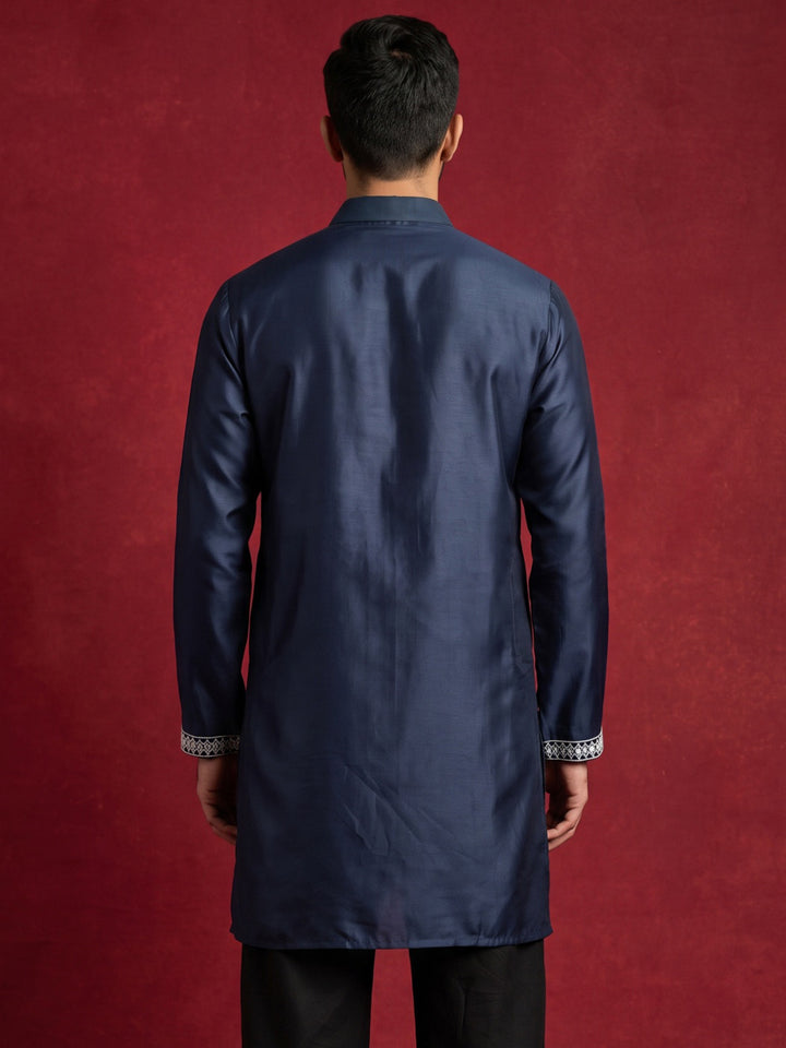 Men Ethnic Silk Blend Embroidered Kurta